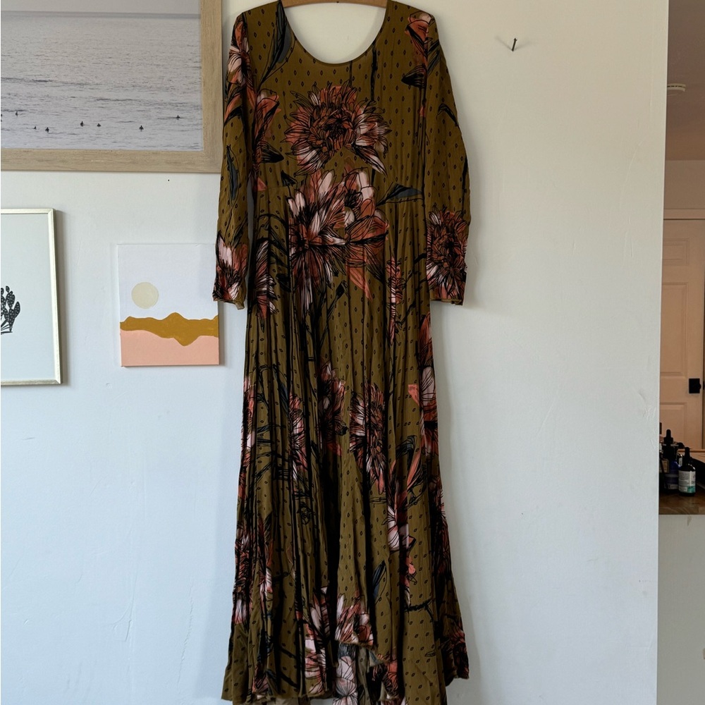 Free People Floral Olive Maxi Dress
